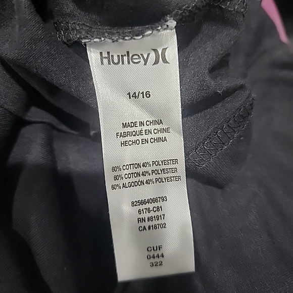 Boys Kids Hurley Tshirt Black/Neon Graphic XLarge (14/16)  Pre-owned - Picture 2 of 4